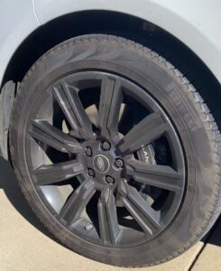 Dirty Range Rover Wheel and Tire